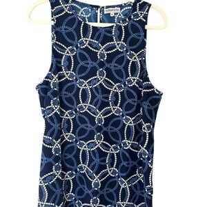 Buckhead Betties Navy Blue & White Nautical Print Sleveless Top, Women's Size XL